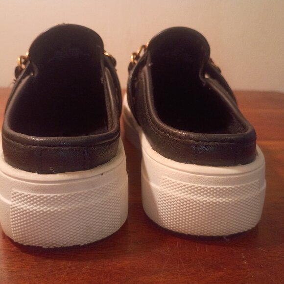 KURT GEIGER London "Milly" Sz. 32EU/1 US Black Studded Rhinestone Chain Mules - Picture 9 of 12